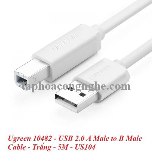 Ugreen 10482 5M màu Trắng Cáp USB 2.0 sang USB B máy in US104 30010482